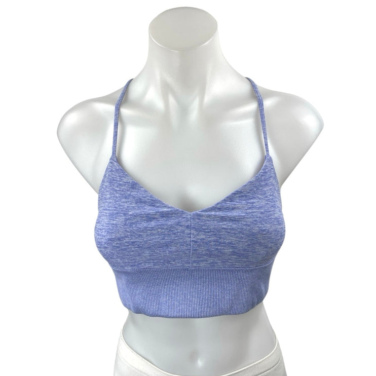 Alo Blue Heathered Sleeveless Strappy Workout Athletic Sports Bra Crop Top Sz S
