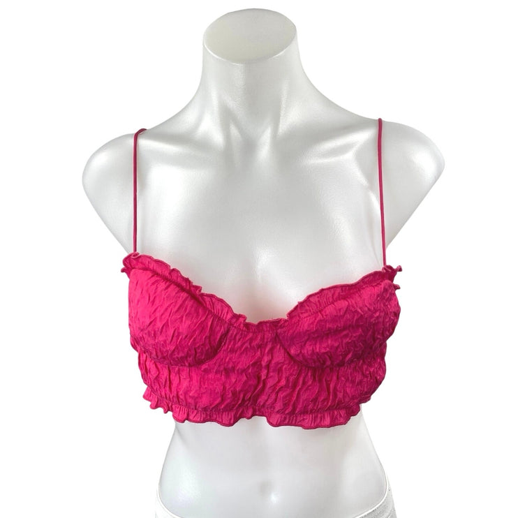 Zara Women's Pink Sleeveless Cami Camisole Bandeau Bustier Crop Tank Top Size S