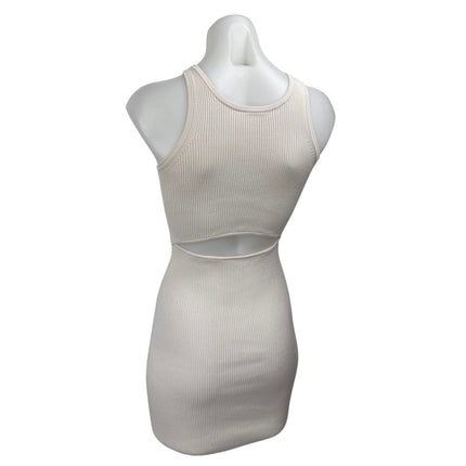 Aritzia Wilfred Free Ivory Cream Sleeveless Ribbed Knit Sculpt Bodycon Dress XXS