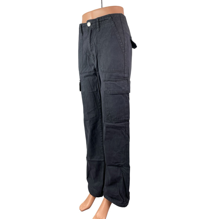 Zara Women's Black High Waisted Wide Leg Utility Cargo Trousers Pants Size 4