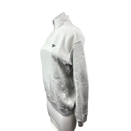 Aritzia TNA Gray White 1/4 Zip Colorblock Long Sleeve Sweater Sweatshirt Top S