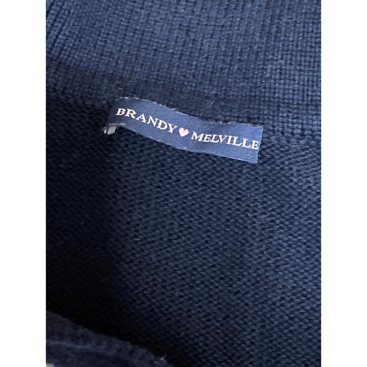 Brandy Melville Blue Cream Stripe Collared Long Sleeve Henley Sweater Top Size M