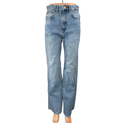 Pull & Bear Women's Blue Medium Wash High Rise Straight Leg Denim Jeans Pants 4