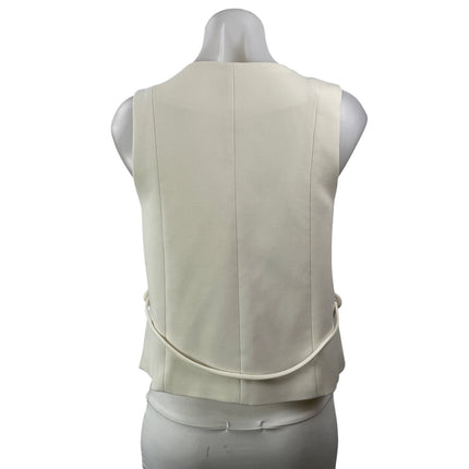 DISSH Celine Women's Cream Long Sleeves Button Wrap Asymmetrical Vest Top Size 6