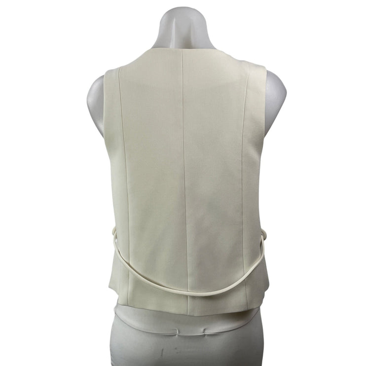 DISSH Celine Women's Cream Long Sleeves Button Wrap Asymmetrical Vest Top Size 6