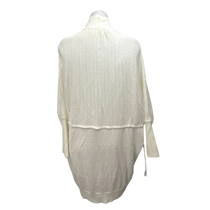 NEW Lou & Grey White Open Front Long Sleeve Knit Drawstring Cardigan Sweater M