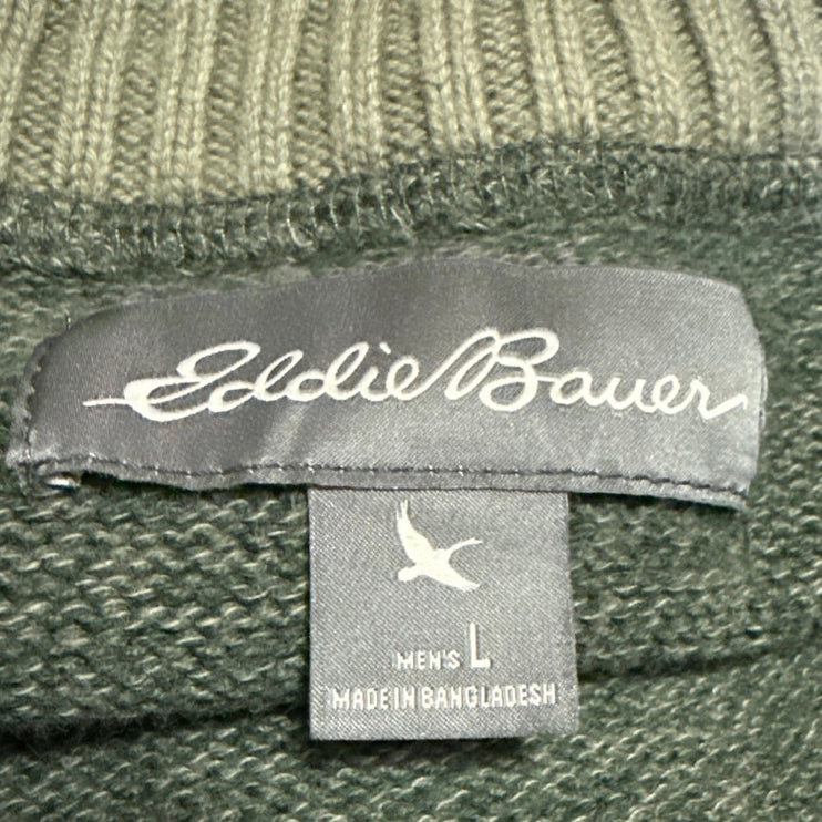 Eddie Bauer Women's Green 1/4 Zip Turtleneck Long Sleeve Pullover Sweater Top L