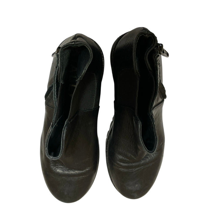 Michel Batic Men's Black Leather Zip Up Round Toe Lug Sole Ankle Boots Size 6.5