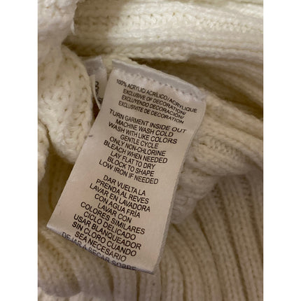 Calvin Klein Jeans Cream Ribbed Knit Long Sleeve Cowl Neck Sweater Top Size L