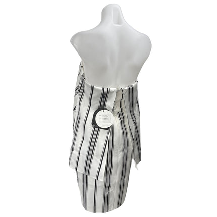 New Cameo White Black Striped Strapless Sleeveless Bandeau Tube Mini Dress Sz M New Cameo White Black Striped Strapless Sleeveless Bandeau Tube Mini Dress Sz M