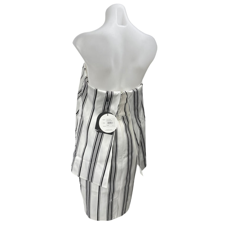 NEW Cameo White Black Striped Strapless Sleeveless Bandeau Tube Mini Dress Sz M