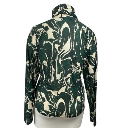 NEW Eloqui Green Marble Abstract Turtle Neck Long Sleeve Tee T-Shirt Top 22/24