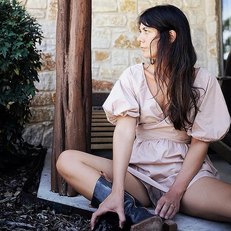 Free People Evie Pink Short Puff Sleeve Peplum Wrap Tie Tunic Blouse Top Size M