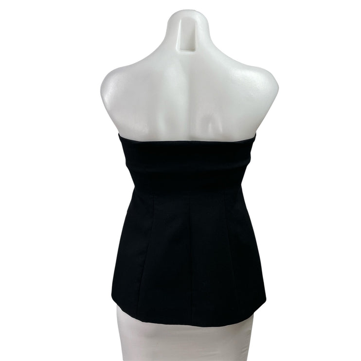 Zara Womens  Black Strapless Buttoned Tailored Bustier Bandeau Tank Tube Top S