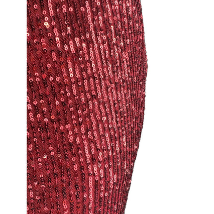 Vince Camuto Women's Red Sequin Sparkly High Waisted Tapered Jogger Pants Size L