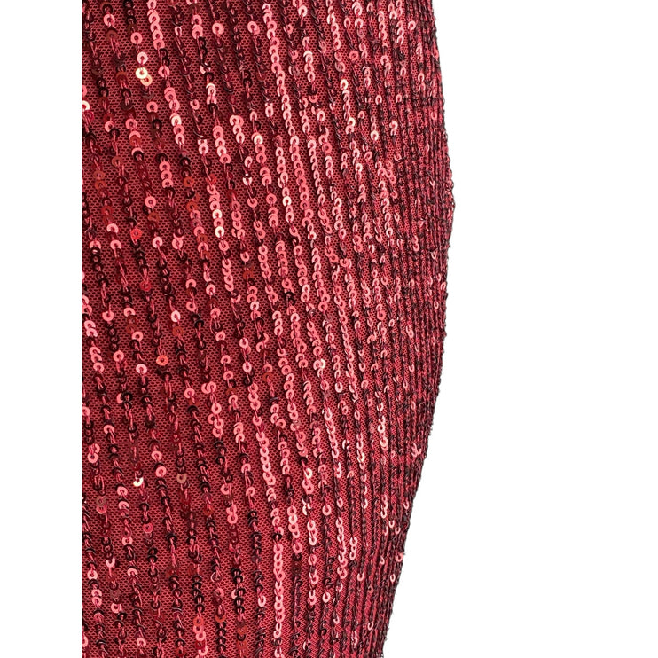 Vince Camuto Women's Red Sequin Sparkly High Waisted Tapered Jogger Pants Size L