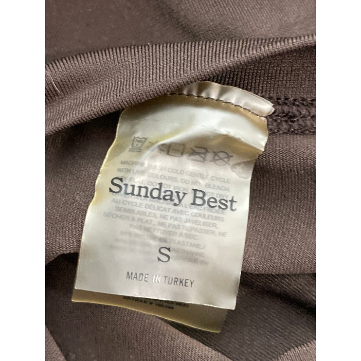 Aritzia Sunday Best Women's Brown Crew Neck Short Sleeve Crop Tee T-shirt Top S