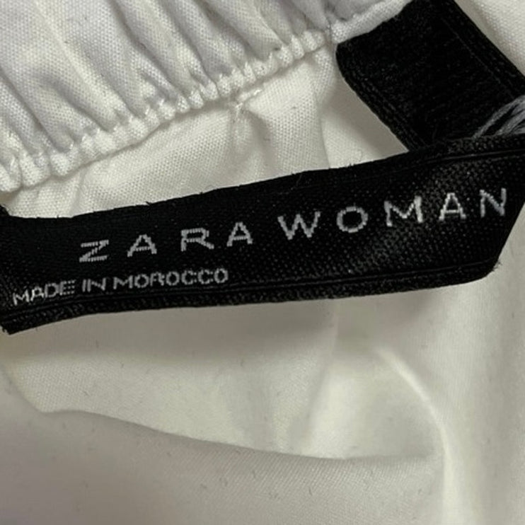 Zara Women's White Off Shoulder 3/4 Sleeve Relaxed Fit Shirt Blouse Top Size XS