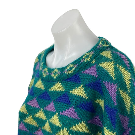 Gallagher Women's Blue Fair Isle Floral Long Sleeve Crew Neck Sweater Top Size L