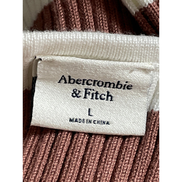 Abercrombie & Fitch Brown Ribbed Knit Cami Slit Tie Tank Midi Bodycon Dress Sz L