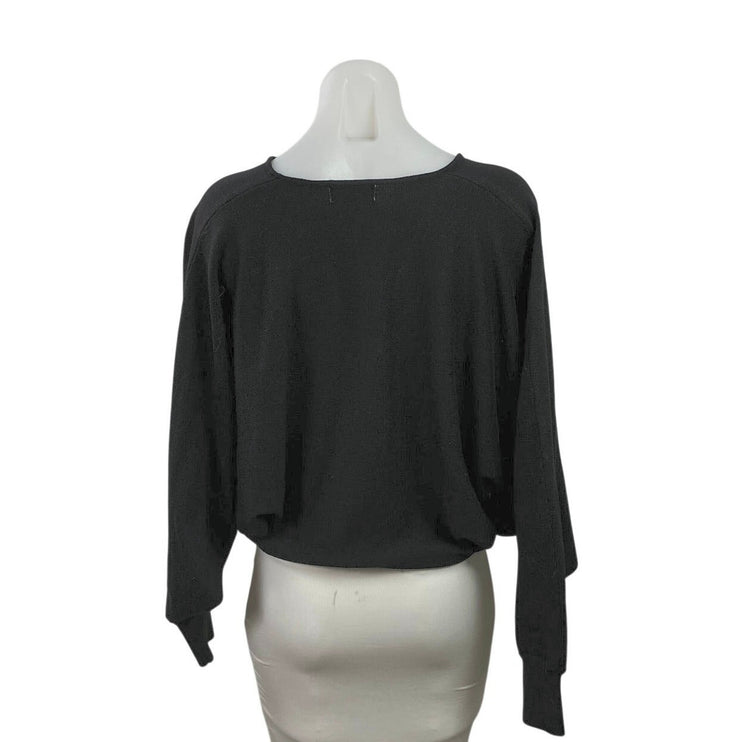COS Women's Black V Neck Long Dolman Sleeve Relaxed Knit Blouse Top Size XS