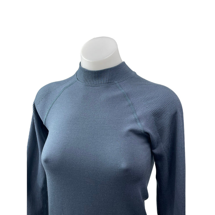 Lululemon Women's Blue Knit Long Sleeve Mock Neck Raglan Sweatshirt Top Size S