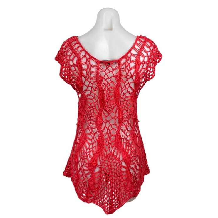 Spiaggia Dolce Lace Crochet Tunic Beach Cover Up Mini Flare A-Line Dress Sz L/XL