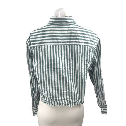 Banana Republic Green Stripe Collared Long Sleeve Button Up Shirt Blouse Top S