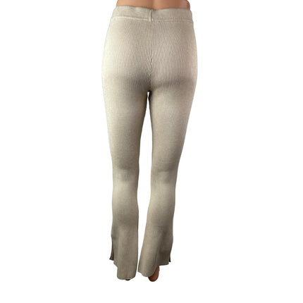 Pink Rose Women's Beige Skinny Flared Yoga Athletic Activewear Trousers Pants S