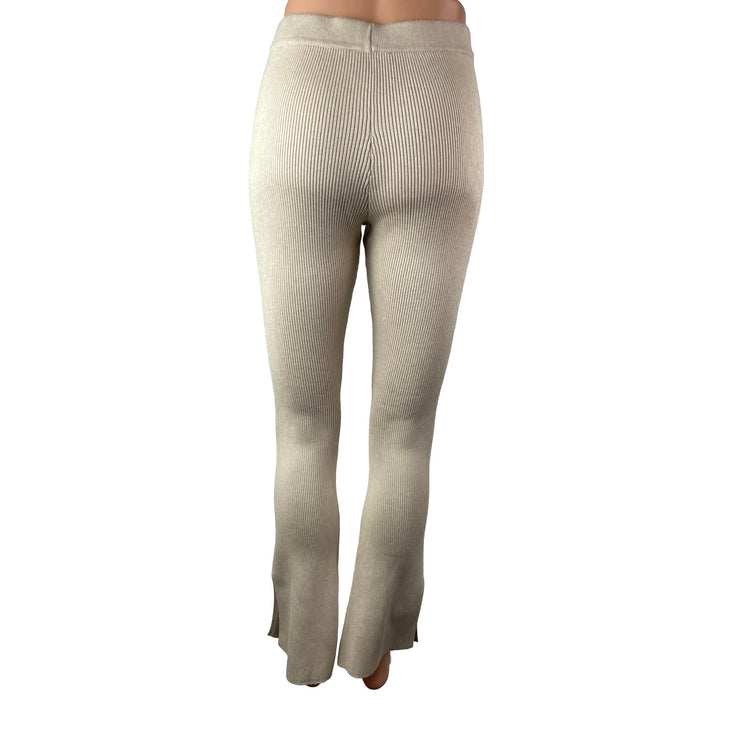 Pink Rose Women's Beige Skinny Flared Yoga Athletic Activewear Trousers Pants S