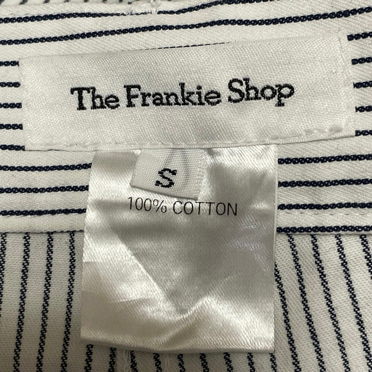 The Frankie Shop Women's White Striped High Rise Barrel Baggy Trousers Pants S