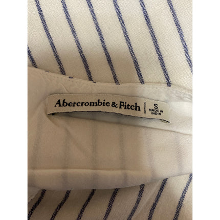 Abercrombie & Fitch White Blue Striped Sleeveless Cami Boxy Tank Crop Top Size S