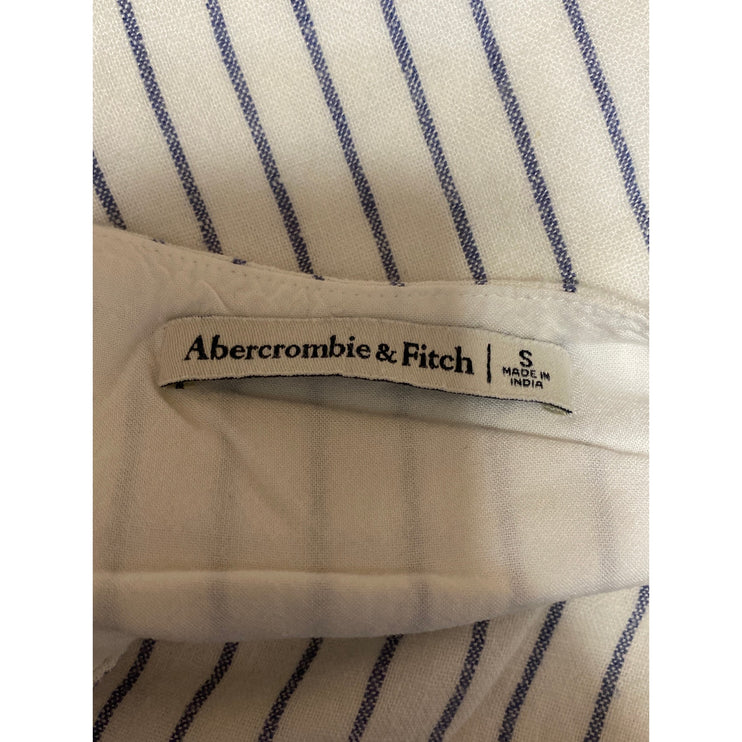 Abercrombie & Fitch White Blue Striped Sleeveless Cami Boxy Tank Crop Top Size S
