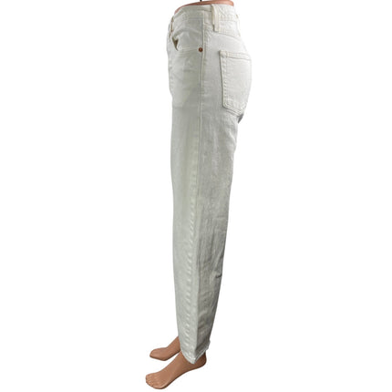 Levi's Ribcage Straight White High Waisted Frayed Ankle Denim Jeans Pants Sz 26