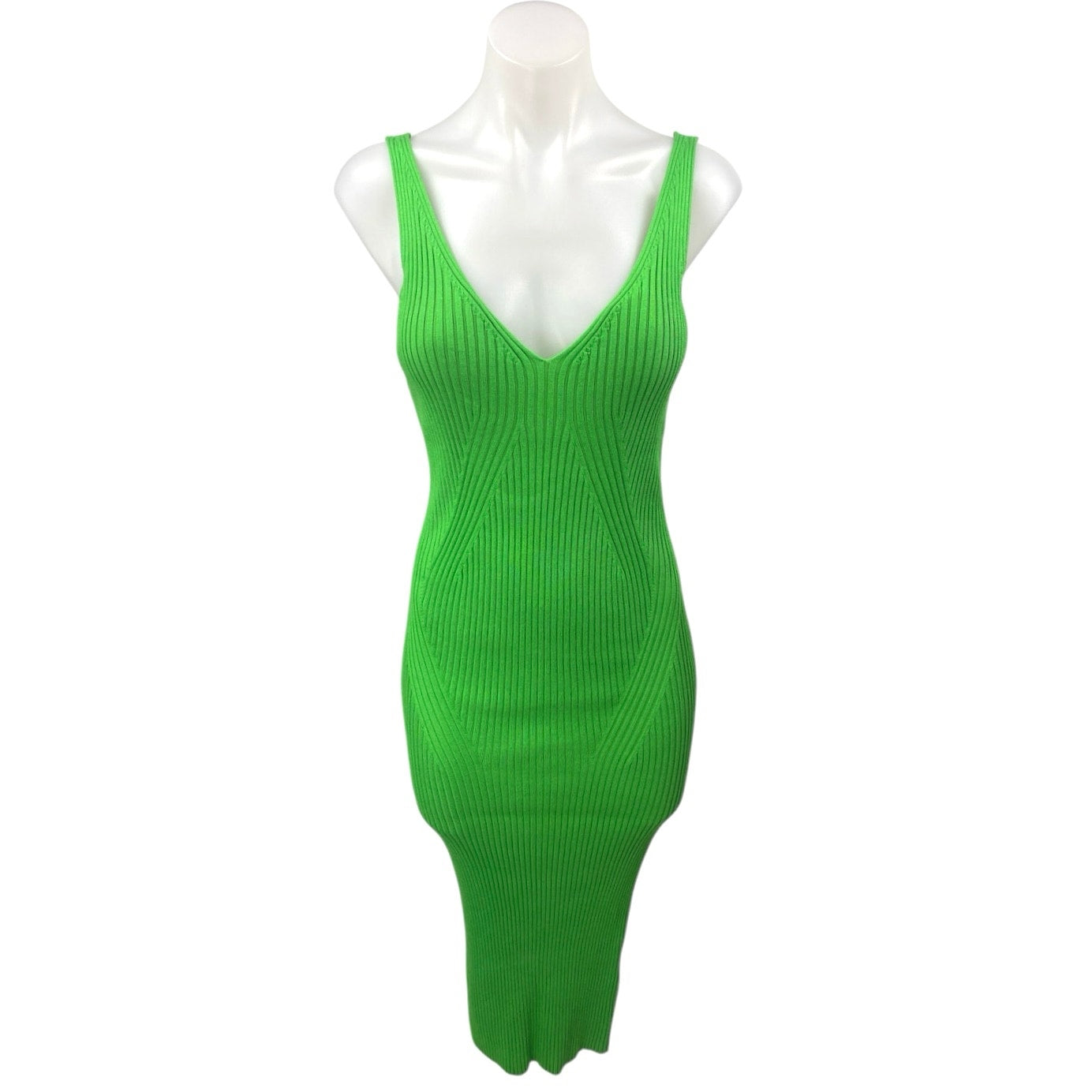 NEW H&M Green Rib Knit Sleeveless V-Neck Cami Camisole Midi Bodycon Tank Dress M NEW H&M Green Rib Knit Sleeveless V-Neck Cami Camisole Midi Bodycon Tank Dress M