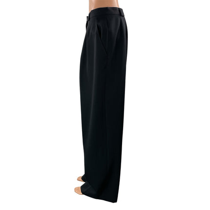 Anne Klein Womens Black 100% Wool High Rise Pleated Baggy Trousers Pants Size 14