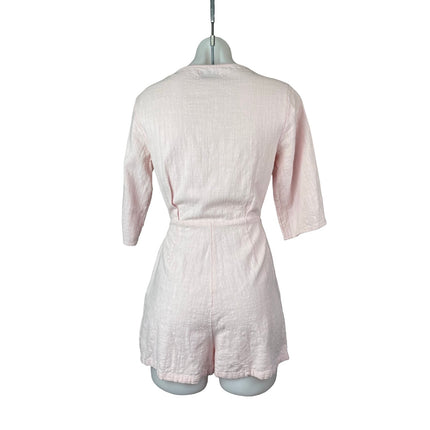 Urban Outfitters Linen Molly Surplice Front Slit Wrap Skort Jumpsuit Romper Sz 2