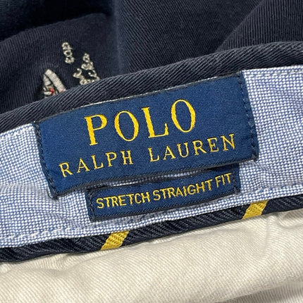 Polo Ralph Lauren Men's Navy Blue Embroidered Straight Trousers Pants Sz 34x30