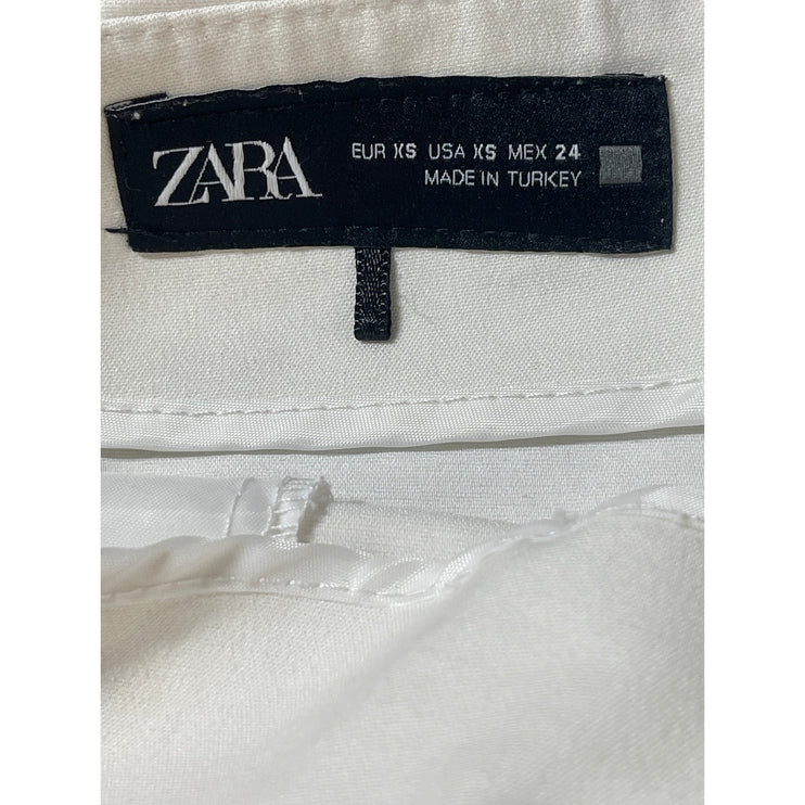 Zara Women's White High Waisted Side Zipper Wide Leg Casual Mini Shorts Size XS