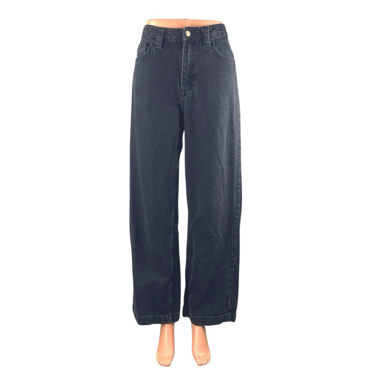 Zara Women's Black High Waisted Baggy Wide Leg Y2k Casual Denim Jeans Size 4