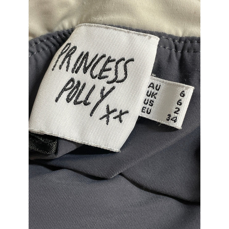 Princess Polly Black Beige Strapless Tube Bandeau Colorblock Crop Top Size 2