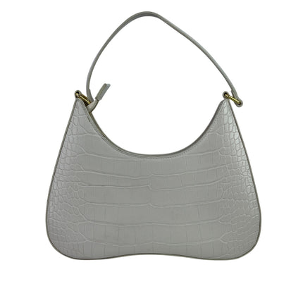 JW PEI Ruby White Croc Embossed Vegan Faux Leather Shoulder Crescent Handbag