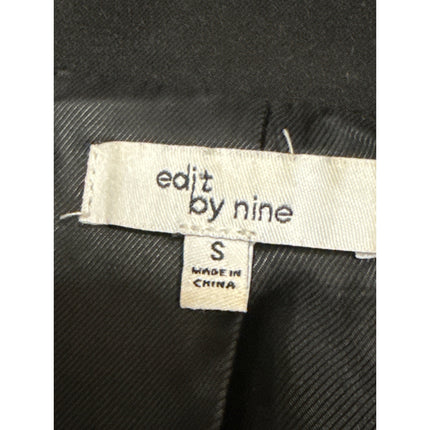 Edit by Nine Women's Black Notch Collar Button Long Sleeve Blazer Coat Jacket S