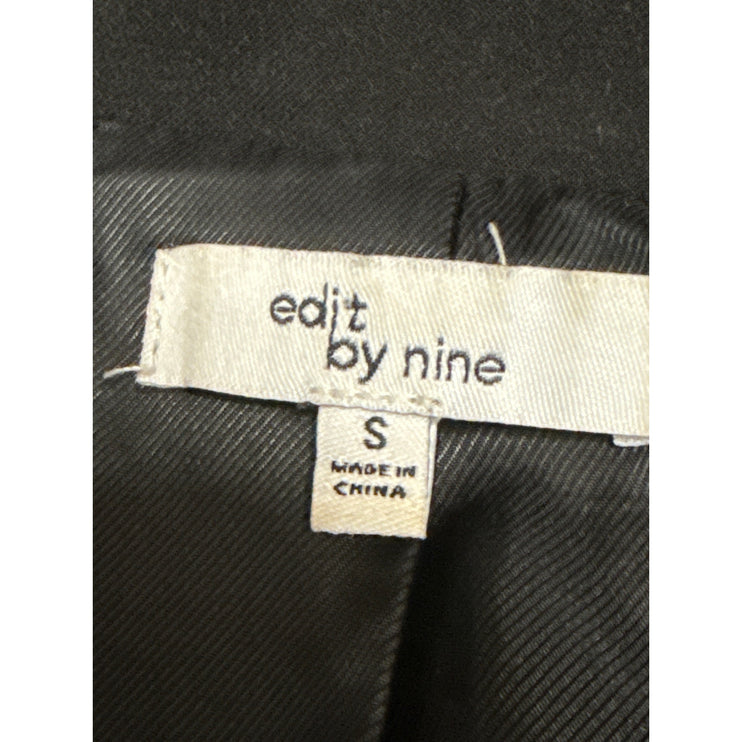 Edit by Nine Women's Black Notch Collar Button Long Sleeve Blazer Coat Jacket S