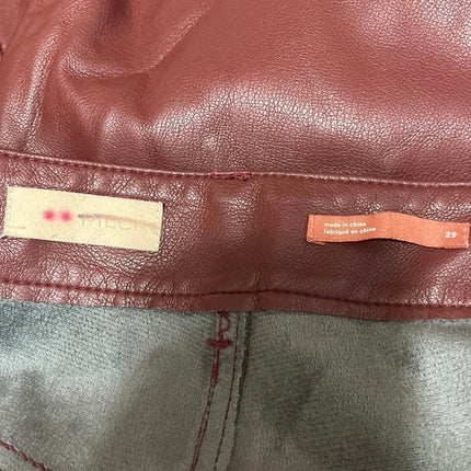 Anthropologie Pilcro Women's Burgundy Faux Leather Baggy Trousers Pants Size 29