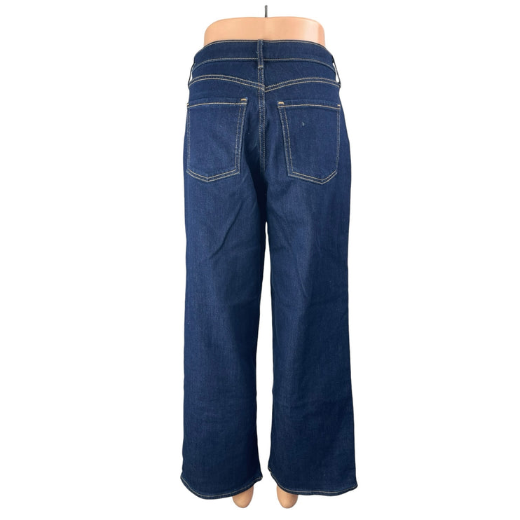 Old Navy Women's Blue Dark Wash High Rise Baggy Wide Leg Denim Jeans Pants Sz 4