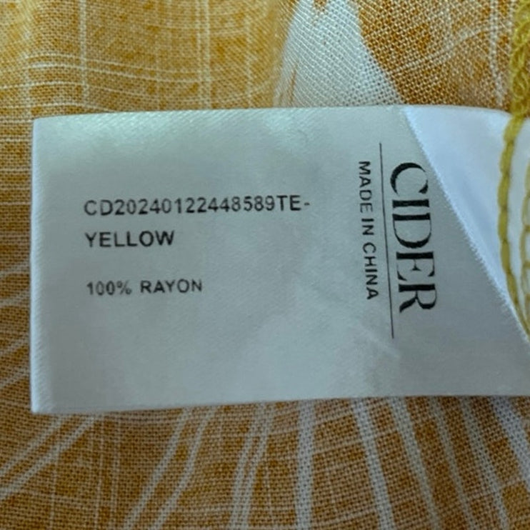 Cider Women's Yellow Bell Long Sleeve Tie Front V Neck Crop Blouse Top Size 1XL