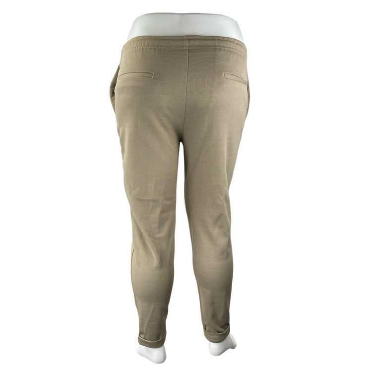 Zara Women's Beige Khaki Tan Drawstring High Rise Tapered Sweat Pants Size XL