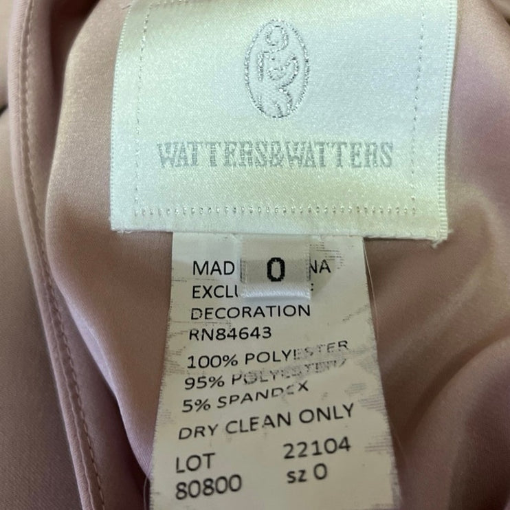 Watters & Watters Pink Halter Pleated Sleeveless Cropped Blouse Top Size 0