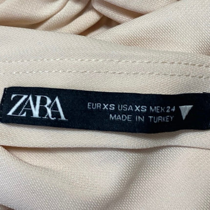 Zara Cream One Shoulder Sleeveless Ruched Stretch Drapey Blouse Top Size XS